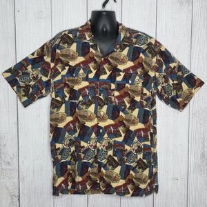 Vintage Polo Ralph Lauren Excelsior Hotel Rayon AOP Camp Shirt 27" PTP (XL)